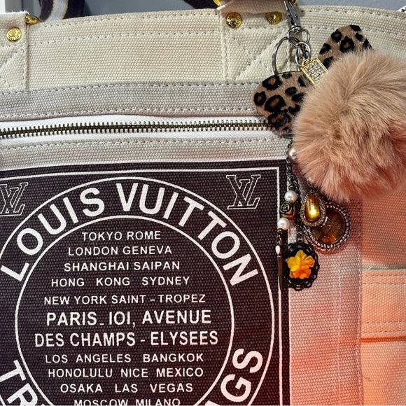 Chic Leopard Pom Pom Keychain bag tote purse Charms - Picture 2 of 10